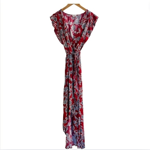 Splendid Etched Floral Faux Wrap Dress. Size Small - Picture 2 of 4